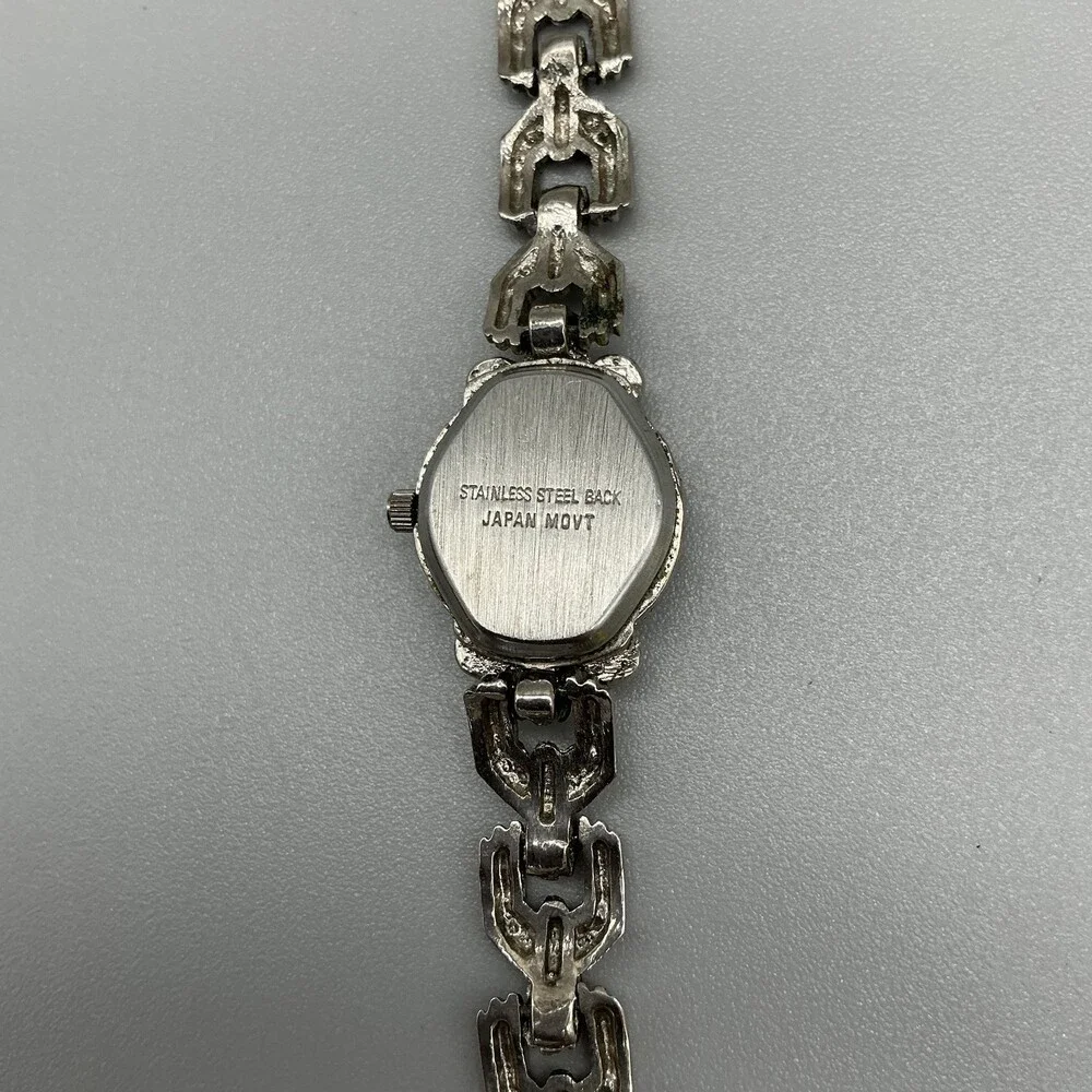 Asireck Marcasite Watch Women 18mm Silver Tone Hidden Dial New Battery 6.25